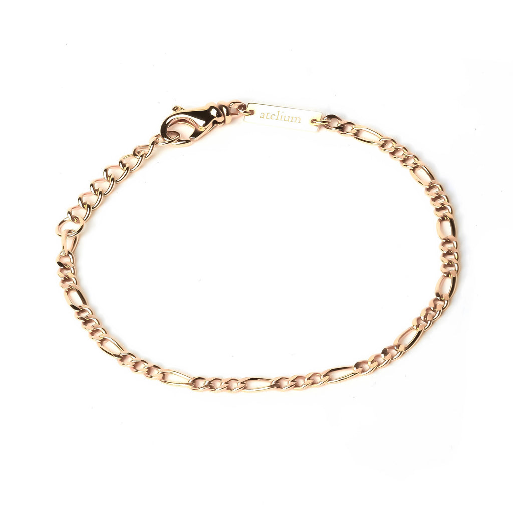 3.0mm 18K Gold Figaro Chain Bracelet – Atelium Jewelry