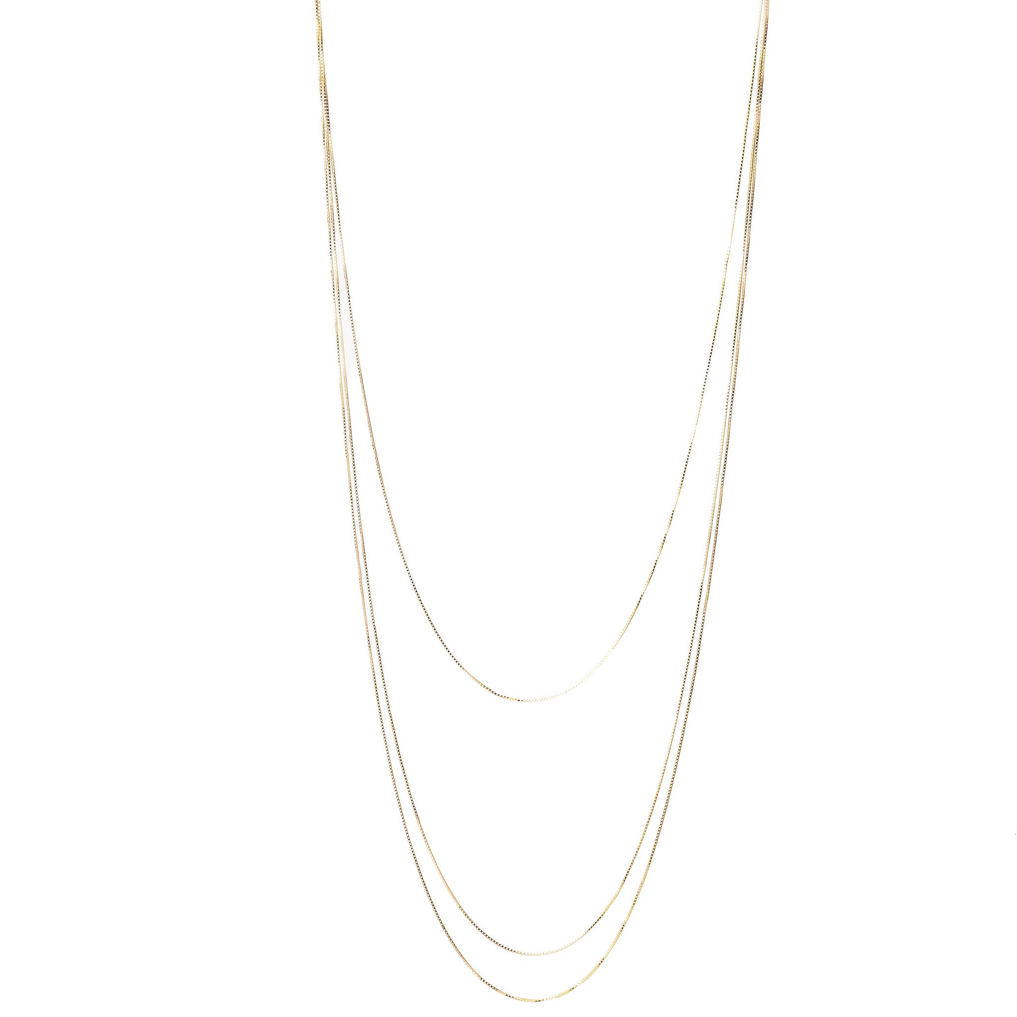 Thin gold necklace with 3 layers all different lengths 