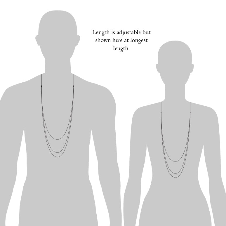 Silhouettes demonstrating the length of a necklace 