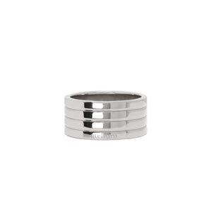 Silver ring with 4 banded segments 