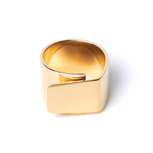Wide gold ring with overlapping sides