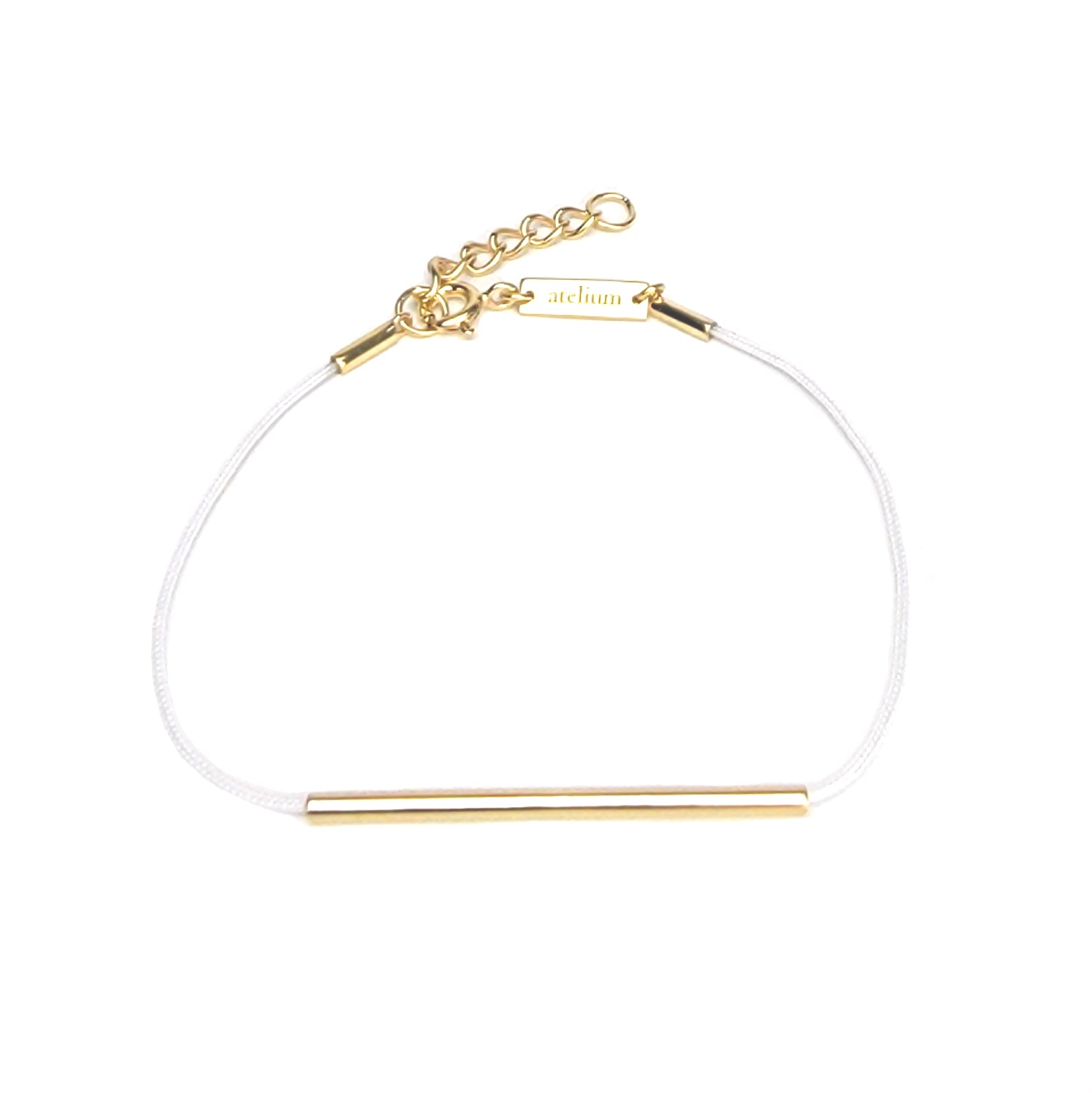 White string bracelet with gold tube