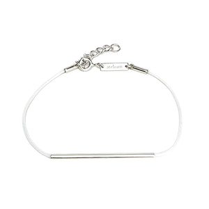 White string bracelet and silver tube