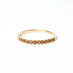 Thin gold ring with smoky quartz stones 