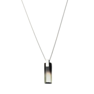 Silver necklace with blackish gray ombre pendant 